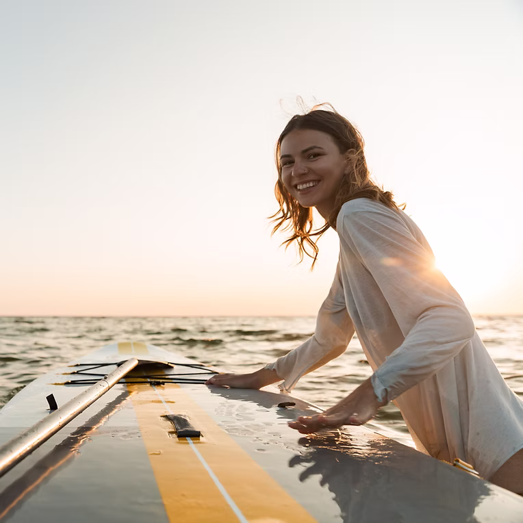 Smilling girl on a boat