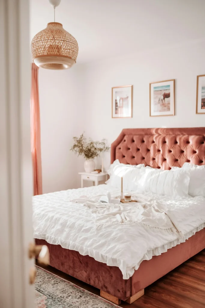 A bed in a room
