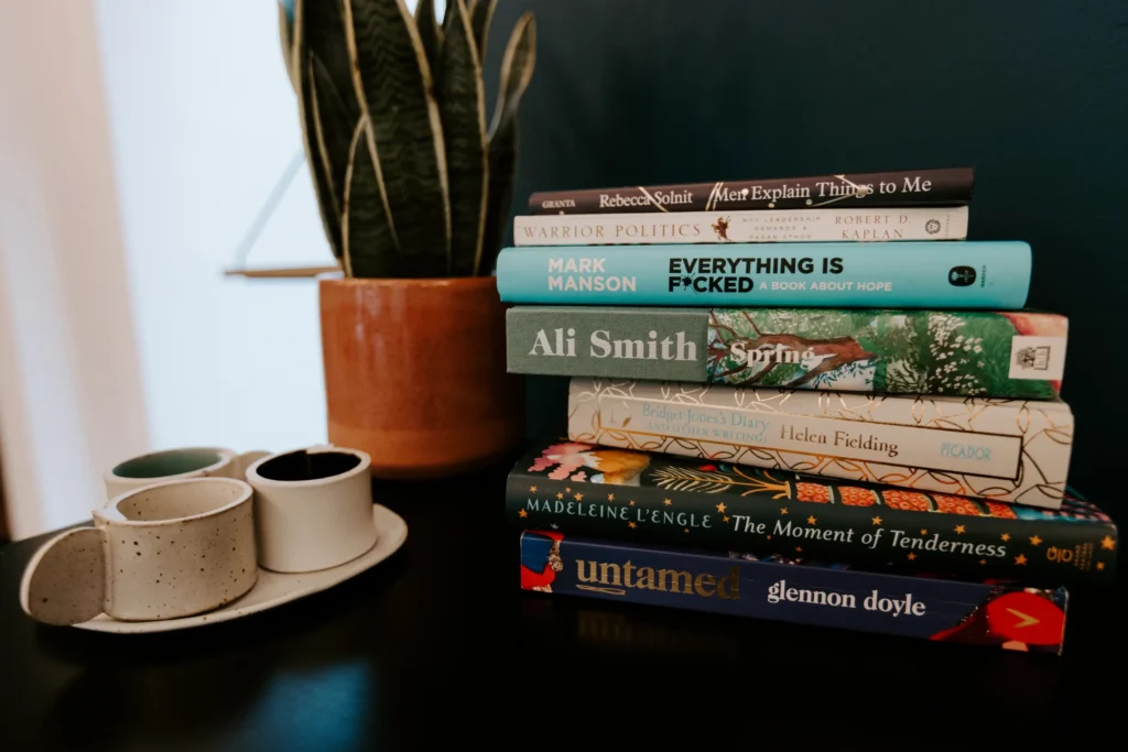 Books on a table