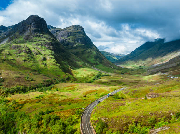 Drone view of Glencoe, Scotland