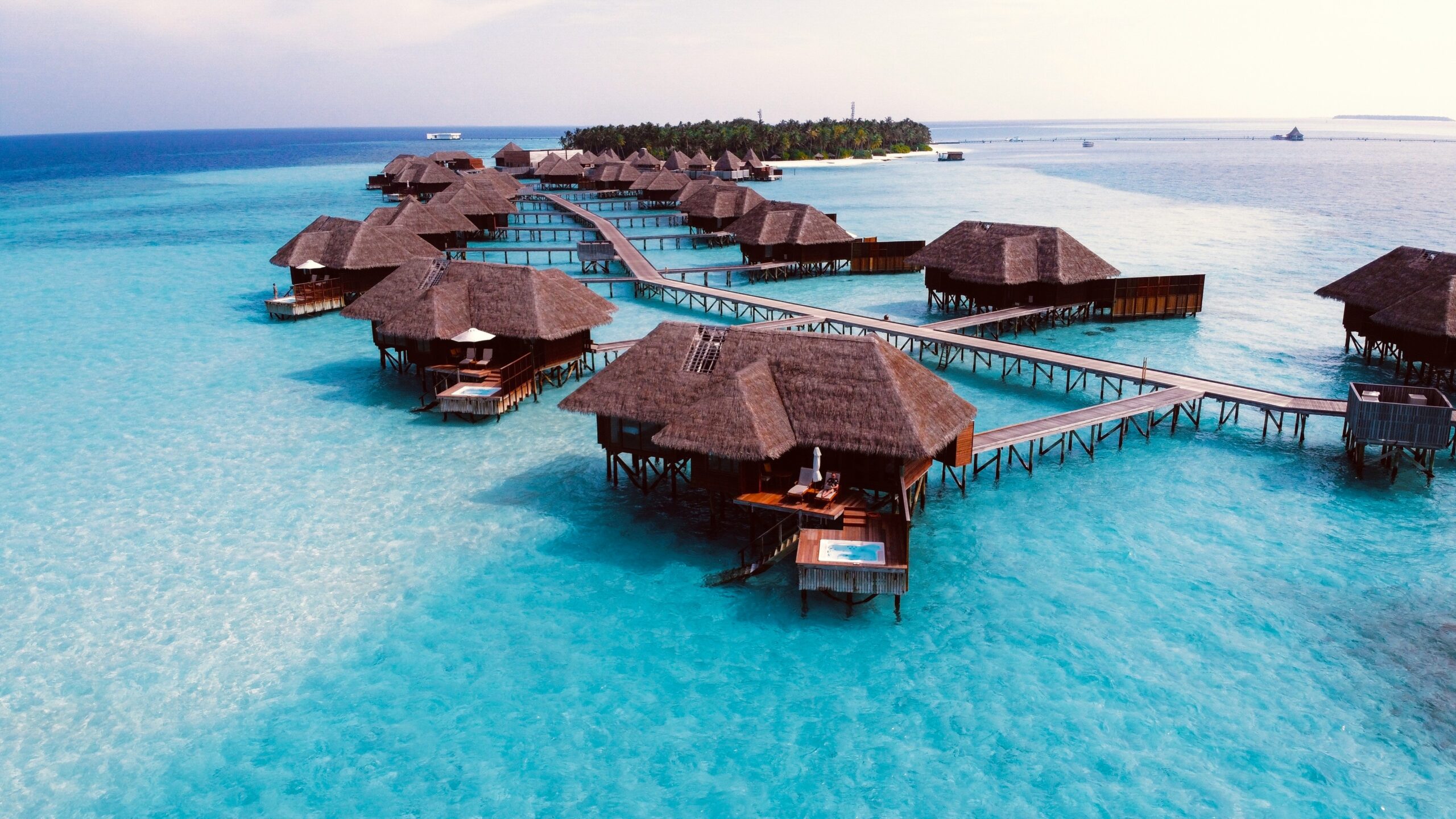 Houses on water in maldives